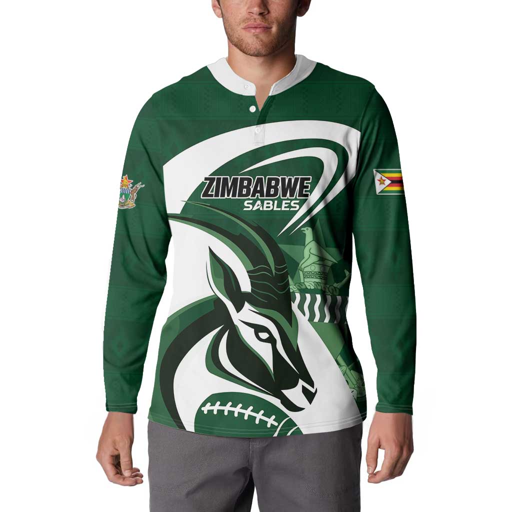 Custom Rugby Zimbabwe Button Sweatshirt Sables Is The Champion - Wonder Print Shop