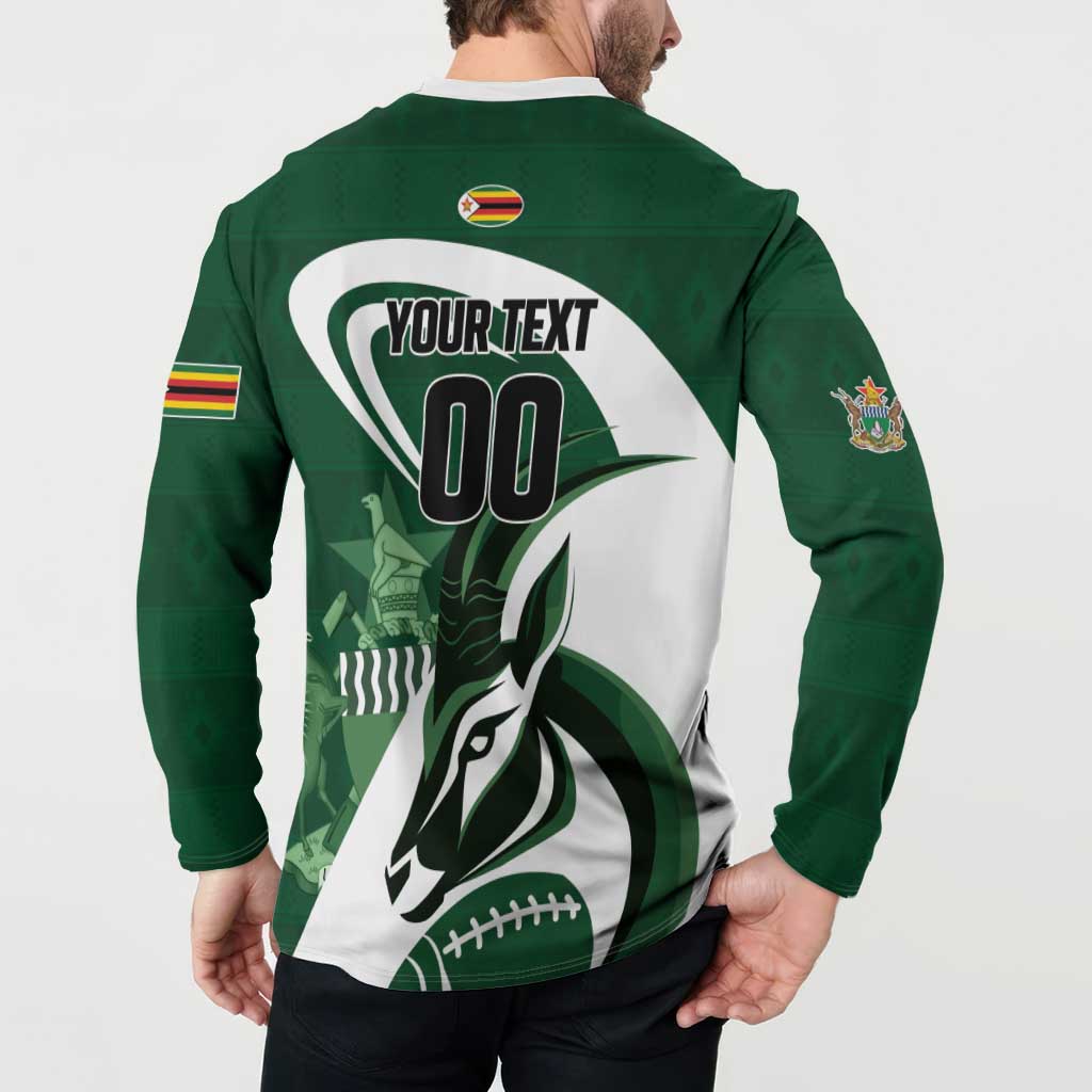 Custom Rugby Zimbabwe Button Sweatshirt Sables Is The Champion - Wonder Print Shop
