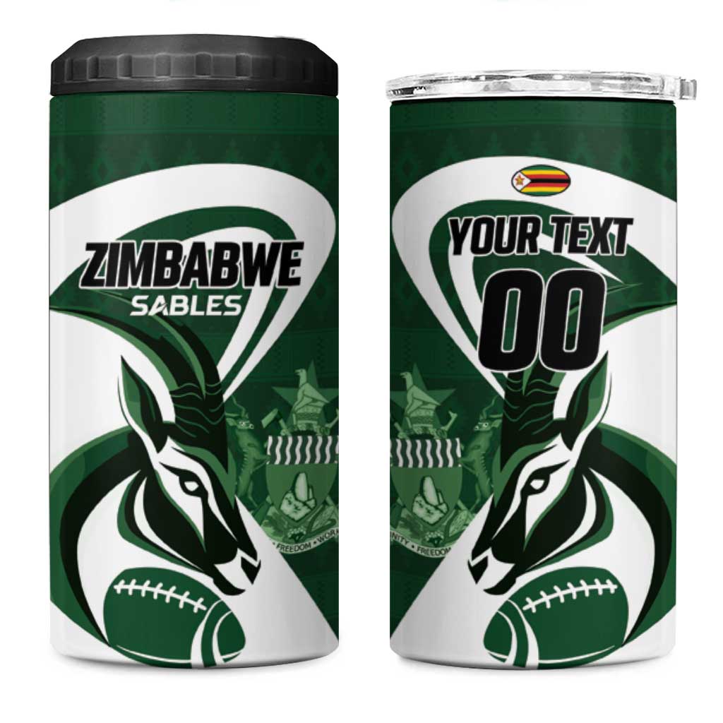 Custom Rugby Zimbabwe 4 in 1 Can Cooler Tumbler Sables Is The Champion - Wonder Print Shop