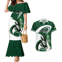 Custom Rugby Zimbabwe Couples Matching Mermaid Dress and Hawaiian Shirt Sables Is The Champion - Wonder Print Shop