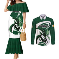 Custom Rugby Zimbabwe Couples Matching Mermaid Dress and Long Sleeve Button Shirt Sables Is The Champion - Wonder Print Shop