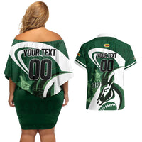 Custom Rugby Zimbabwe Couples Matching Off Shoulder Short Dress and Hawaiian Shirt Sables Is The Champion - Wonder Print Shop