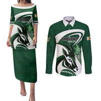 Custom Rugby Zimbabwe Couples Matching Puletasi and Long Sleeve Button Shirt Sables Is The Champion - Wonder Print Shop