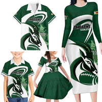 Custom Rugby Zimbabwe Family Matching Long Sleeve Bodycon Dress and Hawaiian Shirt Sables Is The Champion - Wonder Print Shop
