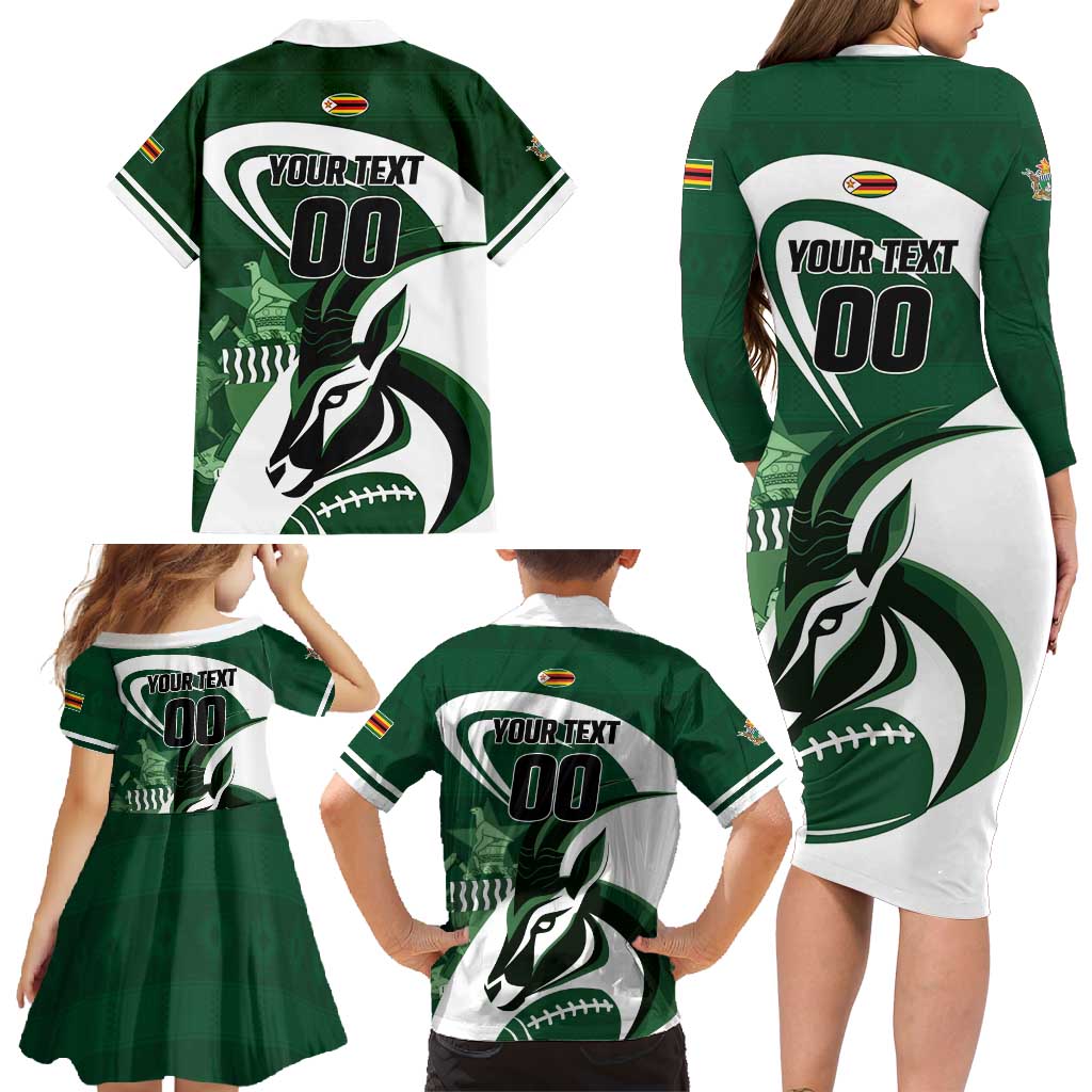 Custom Rugby Zimbabwe Family Matching Long Sleeve Bodycon Dress and Hawaiian Shirt Sables Is The Champion - Wonder Print Shop