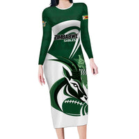 Custom Rugby Zimbabwe Family Matching Long Sleeve Bodycon Dress and Hawaiian Shirt Sables Is The Champion - Wonder Print Shop