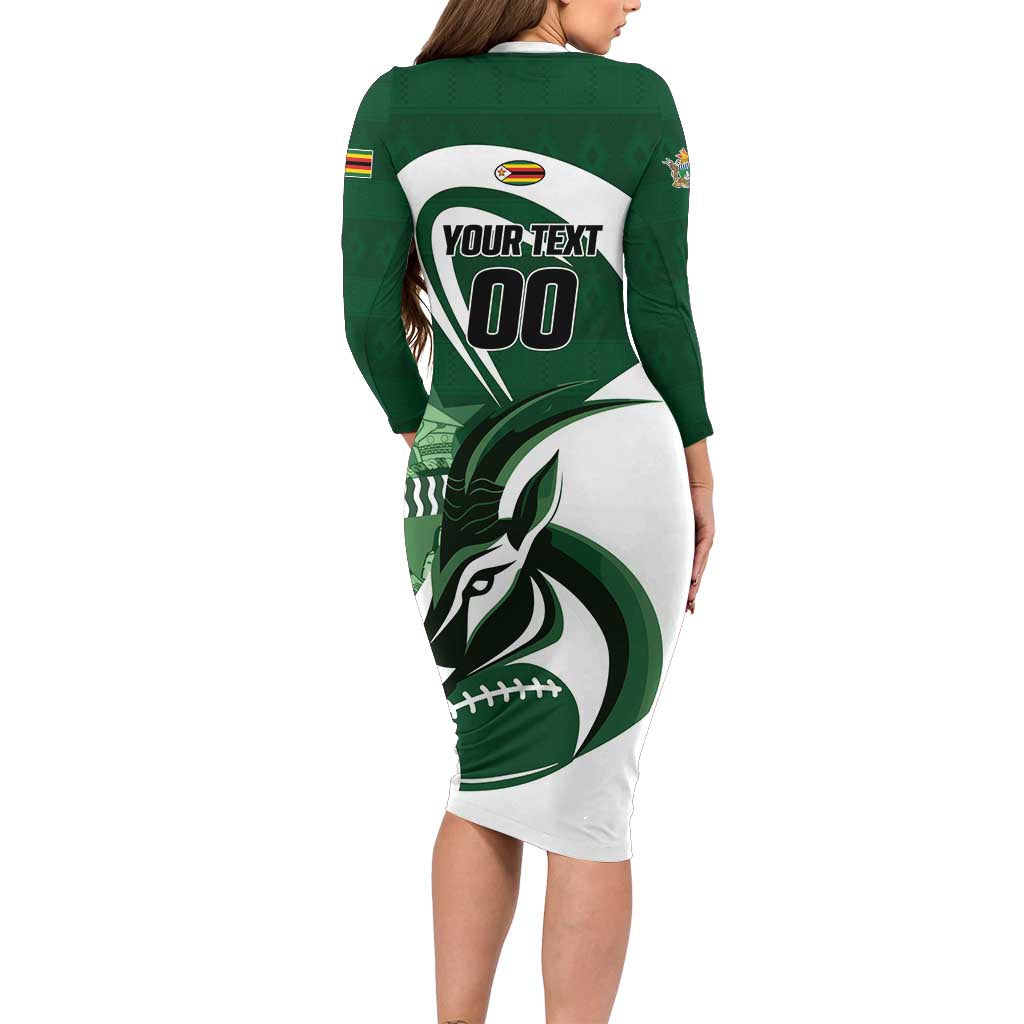 Custom Rugby Zimbabwe Family Matching Long Sleeve Bodycon Dress and Hawaiian Shirt Sables Is The Champion - Wonder Print Shop