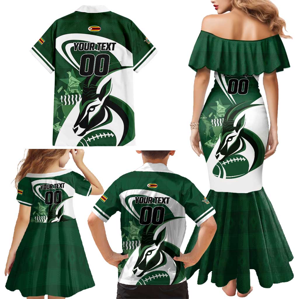 Custom Rugby Zimbabwe Family Matching Mermaid Dress and Hawaiian Shirt Sables Is The Champion - Wonder Print Shop