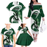 Custom Rugby Zimbabwe Family Matching Off The Shoulder Long Sleeve Dress and Hawaiian Shirt Sables Is The Champion - Wonder Print Shop