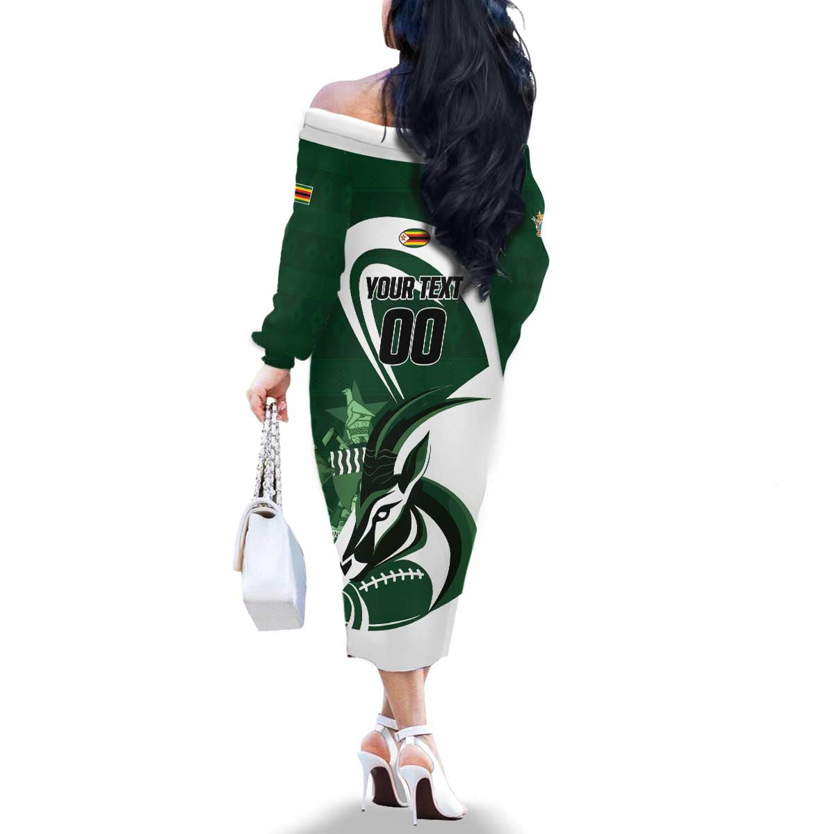 Custom Rugby Zimbabwe Family Matching Off The Shoulder Long Sleeve Dress and Hawaiian Shirt Sables Is The Champion - Wonder Print Shop