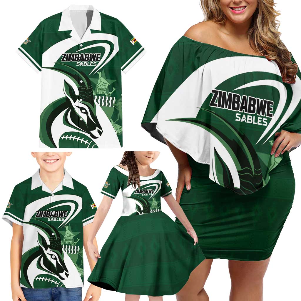 Custom Rugby Zimbabwe Family Matching Off Shoulder Short Dress and Hawaiian Shirt Sables Is The Champion - Wonder Print Shop