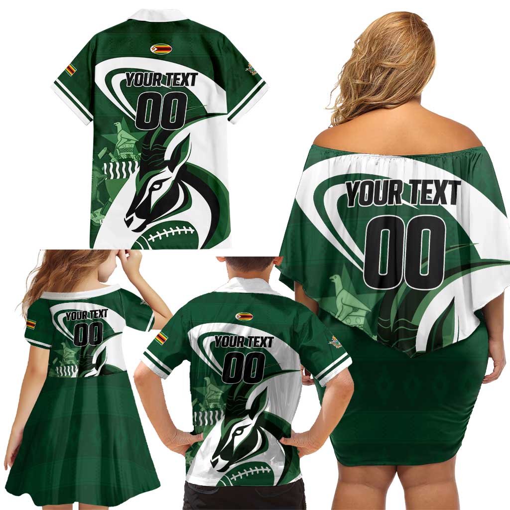 Custom Rugby Zimbabwe Family Matching Off Shoulder Short Dress and Hawaiian Shirt Sables Is The Champion - Wonder Print Shop