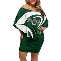 Custom Rugby Zimbabwe Family Matching Off Shoulder Short Dress and Hawaiian Shirt Sables Is The Champion - Wonder Print Shop