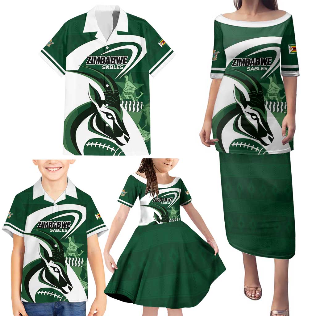 Custom Rugby Zimbabwe Family Matching Puletasi and Hawaiian Shirt Sables Is The Champion - Wonder Print Shop