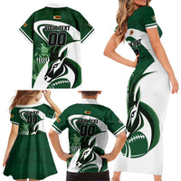 Custom Rugby Zimbabwe Family Matching Short Sleeve Bodycon Dress and Hawaiian Shirt Sables Is The Champion - Wonder Print Shop