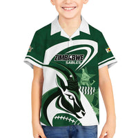 Custom Rugby Zimbabwe Family Matching Short Sleeve Bodycon Dress and Hawaiian Shirt Sables Is The Champion - Wonder Print Shop