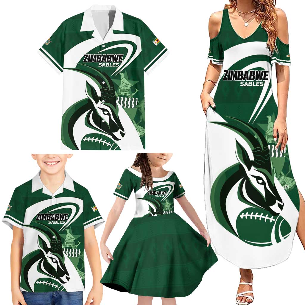 Custom Rugby Zimbabwe Family Matching Summer Maxi Dress and Hawaiian Shirt Sables Is The Champion - Wonder Print Shop