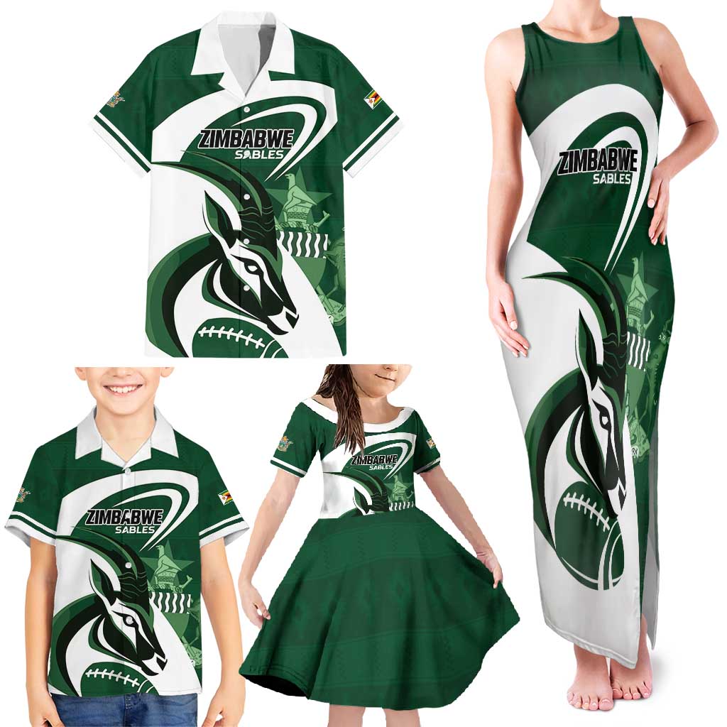 Custom Rugby Zimbabwe Family Matching Tank Maxi Dress and Hawaiian Shirt Sables Is The Champion - Wonder Print Shop