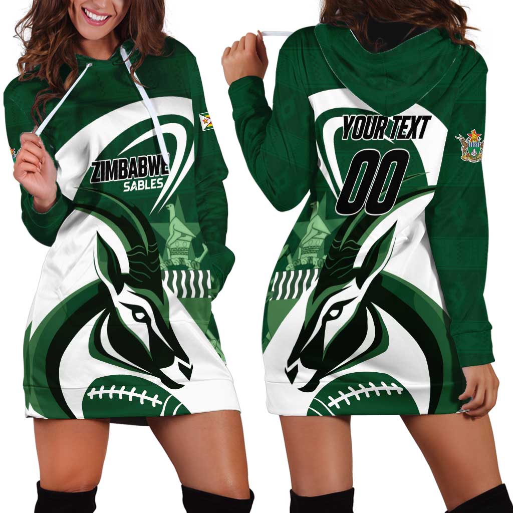 Custom Rugby Zimbabwe Hoodie Dress Sables Is The Champion - Wonder Print Shop