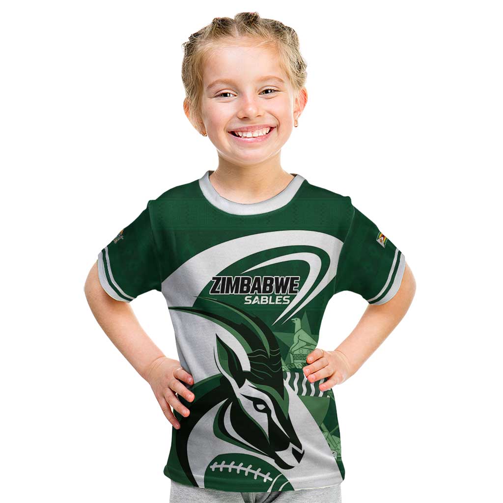 Custom Rugby Zimbabwe Kid T Shirt Sables Is The Champion - Wonder Print Shop