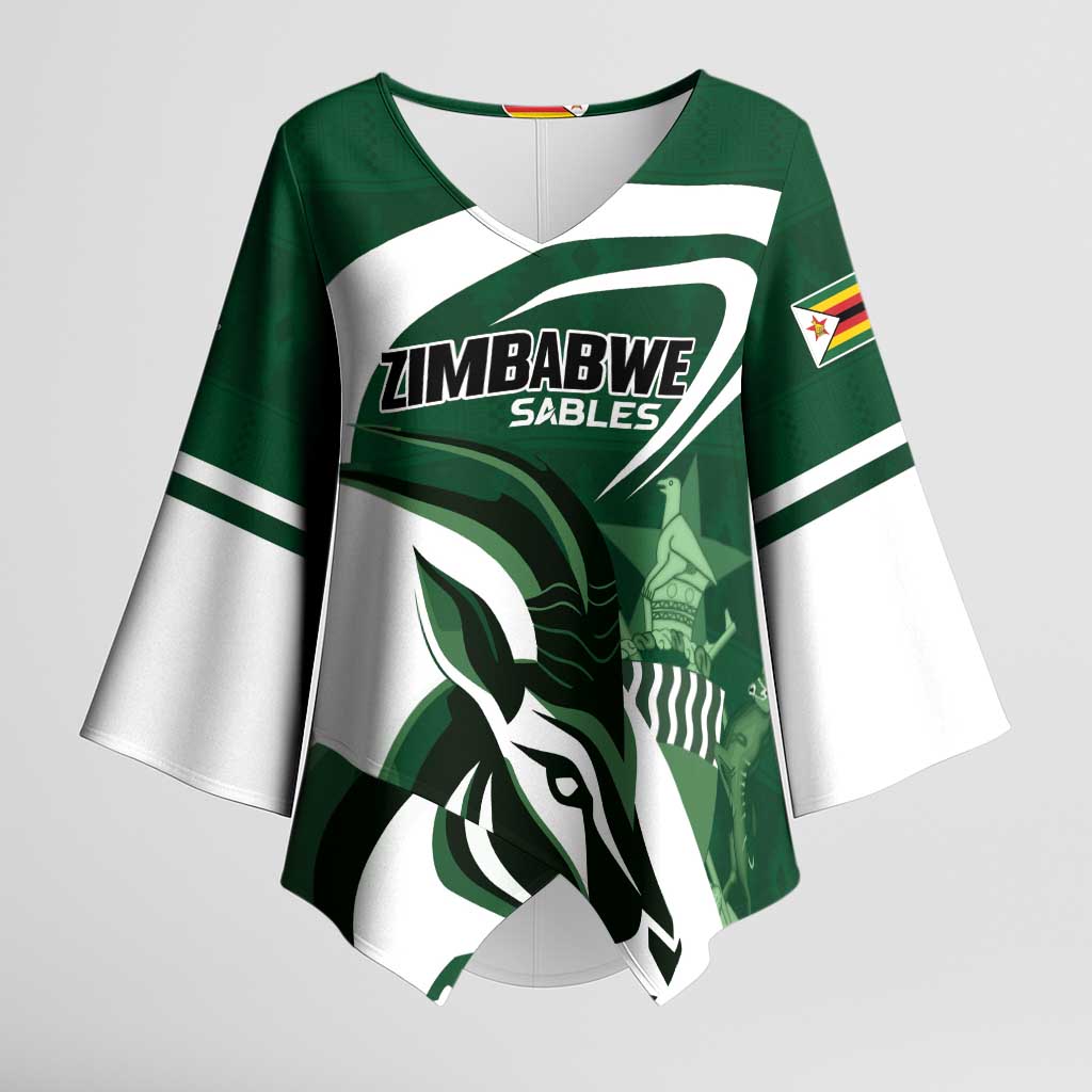 Custom Rugby Zimbabwe Kimono Sleeve Blouse Sables Is The Champion - Wonder Print Shop