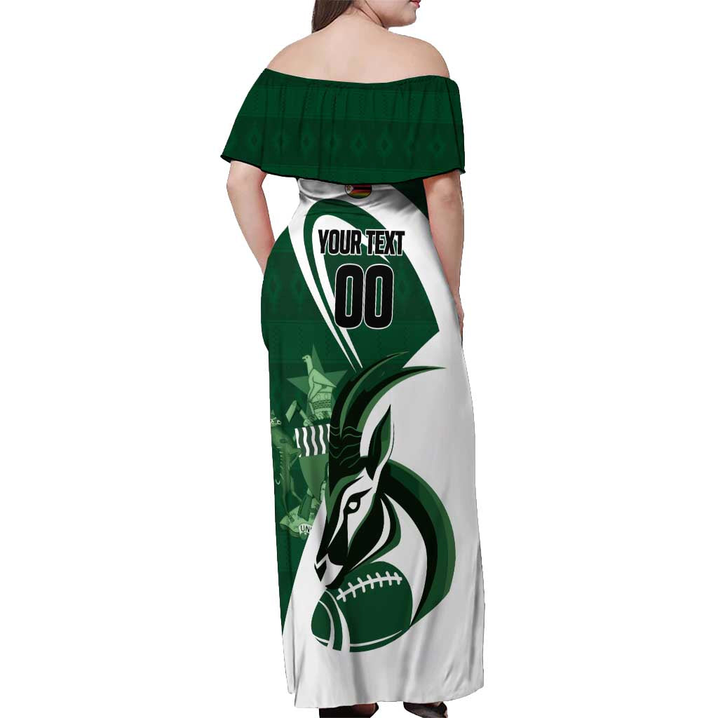 Custom Rugby Zimbabwe Off Shoulder Maxi Dress Sables Is The Champion - Wonder Print Shop