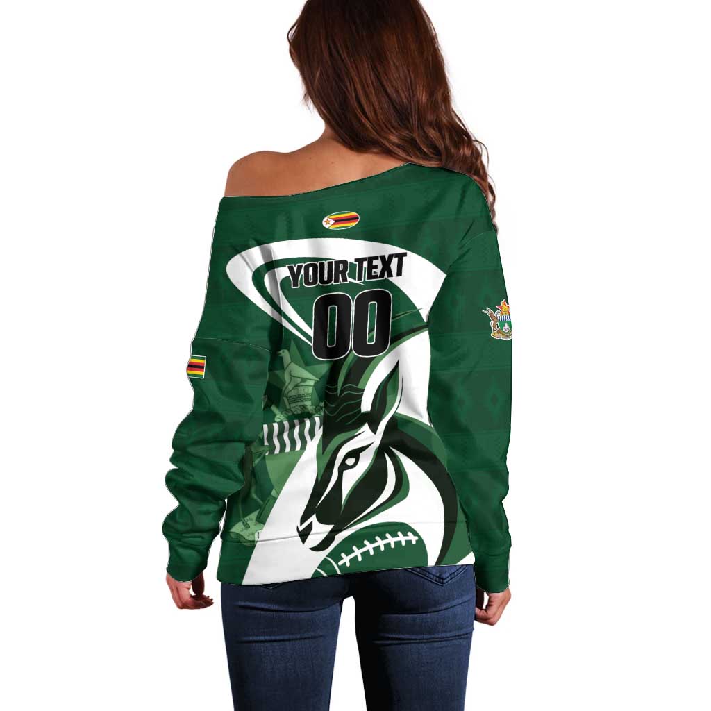 Custom Rugby Zimbabwe Off Shoulder Sweater Sables Is The Champion - Wonder Print Shop