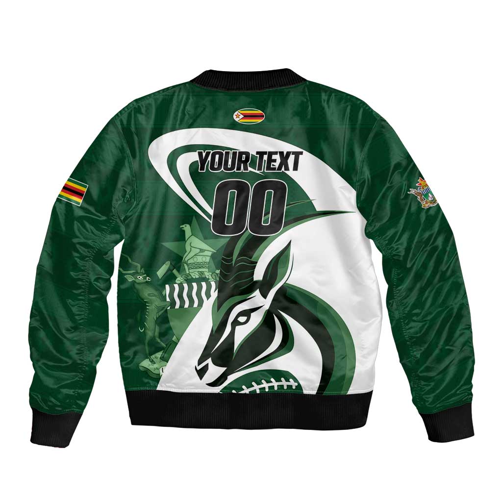 Custom Rugby Zimbabwe Sleeve Zip Bomber Jacket Sables Is The Champion - Wonder Print Shop