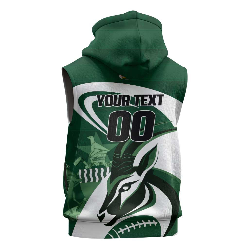 Custom Rugby Zimbabwe Sleeveless Hoodie Sables Is The Champion - Wonder Print Shop
