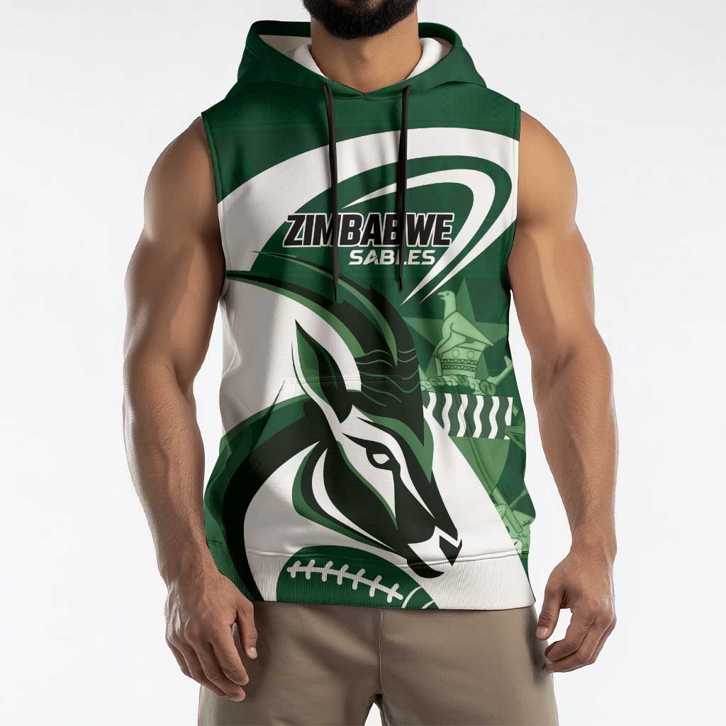 Custom Rugby Zimbabwe Sleeveless Hoodie Sables Is The Champion - Wonder Print Shop