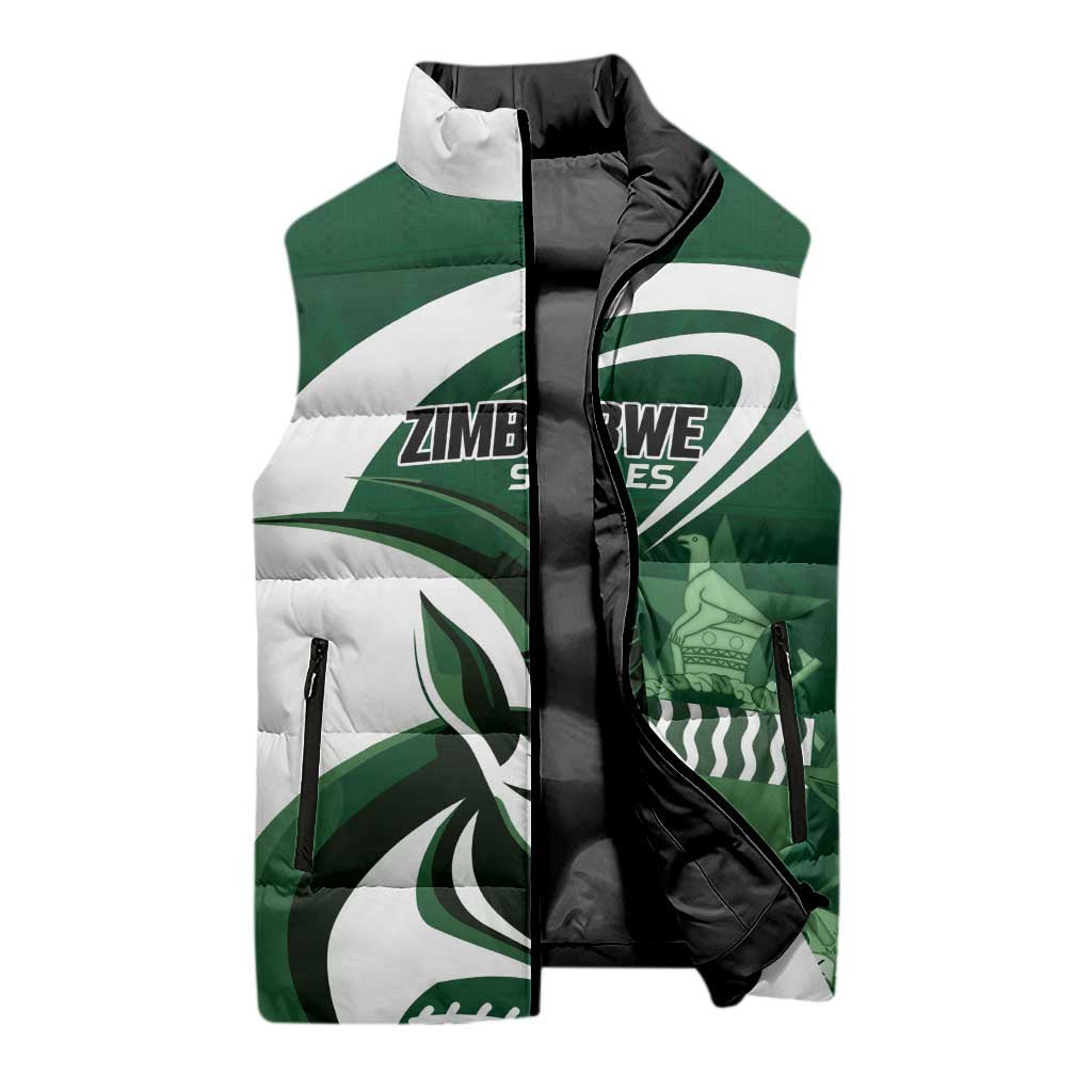 Custom Rugby Zimbabwe Sleeveless Puffer Jacket Sables Is The Champion - Wonder Print Shop
