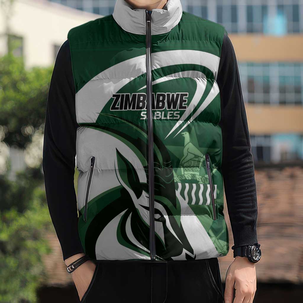 Custom Rugby Zimbabwe Sleeveless Puffer Jacket Sables Is The Champion - Wonder Print Shop