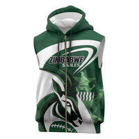 Custom Rugby Zimbabwe Sleeveless Zip Hoodie Sables Is The Champion - Wonder Print Shop