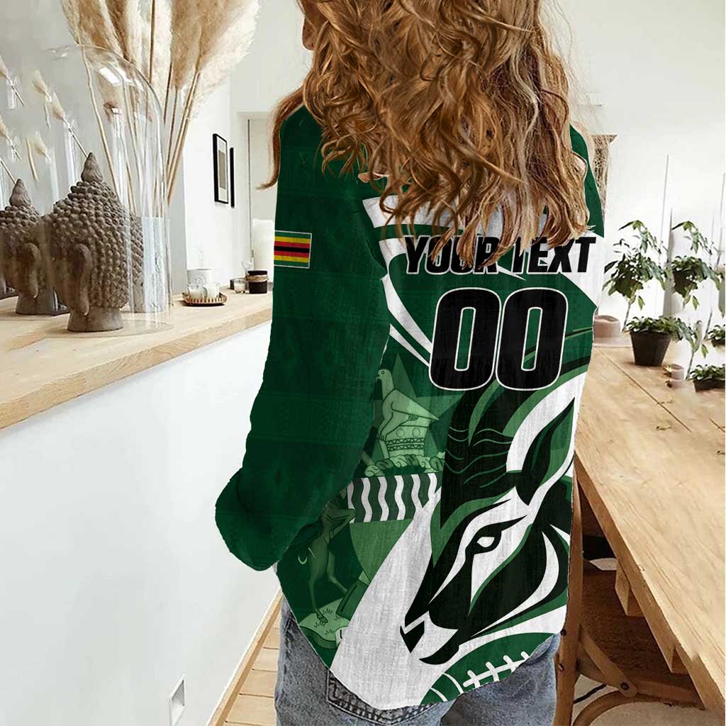 Custom Rugby Zimbabwe Women Casual Shirt Sables Is The Champion - Wonder Print Shop