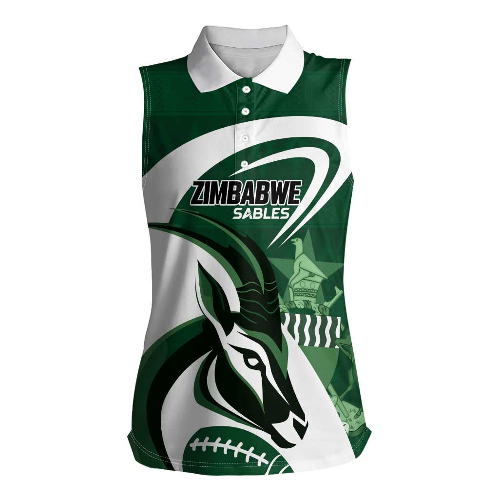 Custom Rugby Zimbabwe Women Sleeveless Polo Shirt Sables Is The Champion - Wonder Print Shop