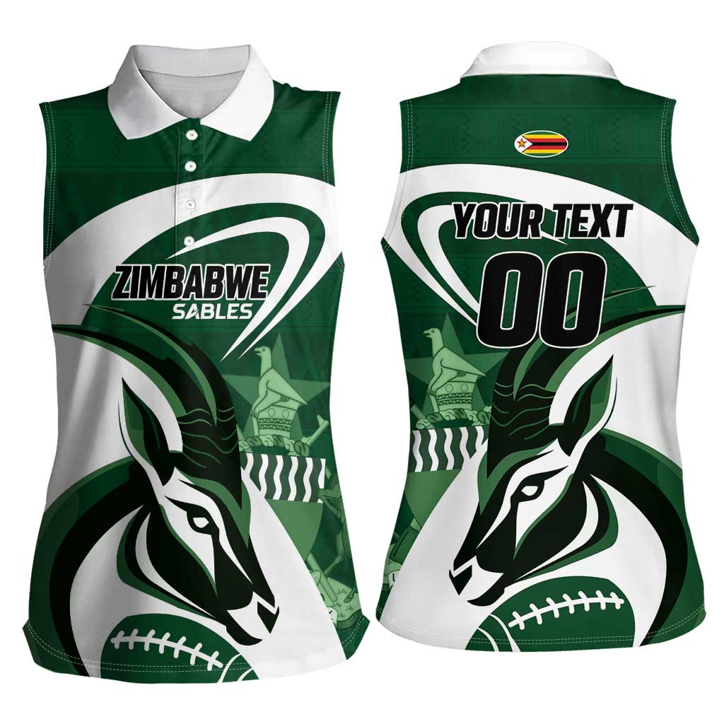 Custom Rugby Zimbabwe Women Sleeveless Polo Shirt Sables Is The Champion - Wonder Print Shop