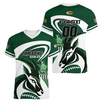 Custom Rugby Zimbabwe Women V-Neck T-Shirt Sables Is The Champion - Wonder Print Shop