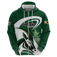Custom Rugby Zimbabwe Zip Hoodie Sables Is The Champion - Wonder Print Shop