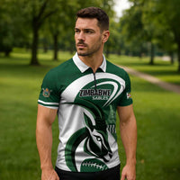 Custom Rugby Zimbabwe Zipper Polo Shirt Sables Is The Champion - Wonder Print Shop
