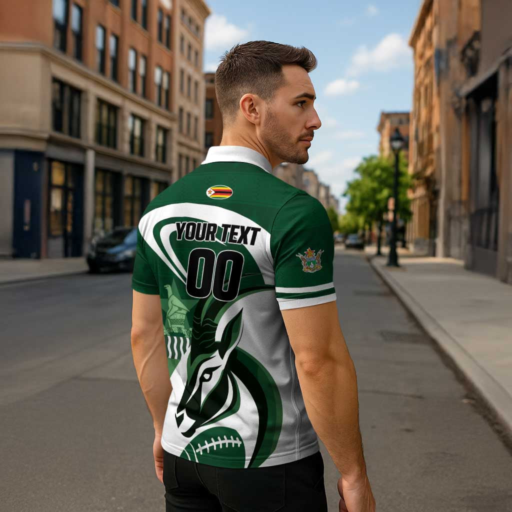 Custom Rugby Zimbabwe Zipper Polo Shirt Sables Is The Champion - Wonder Print Shop