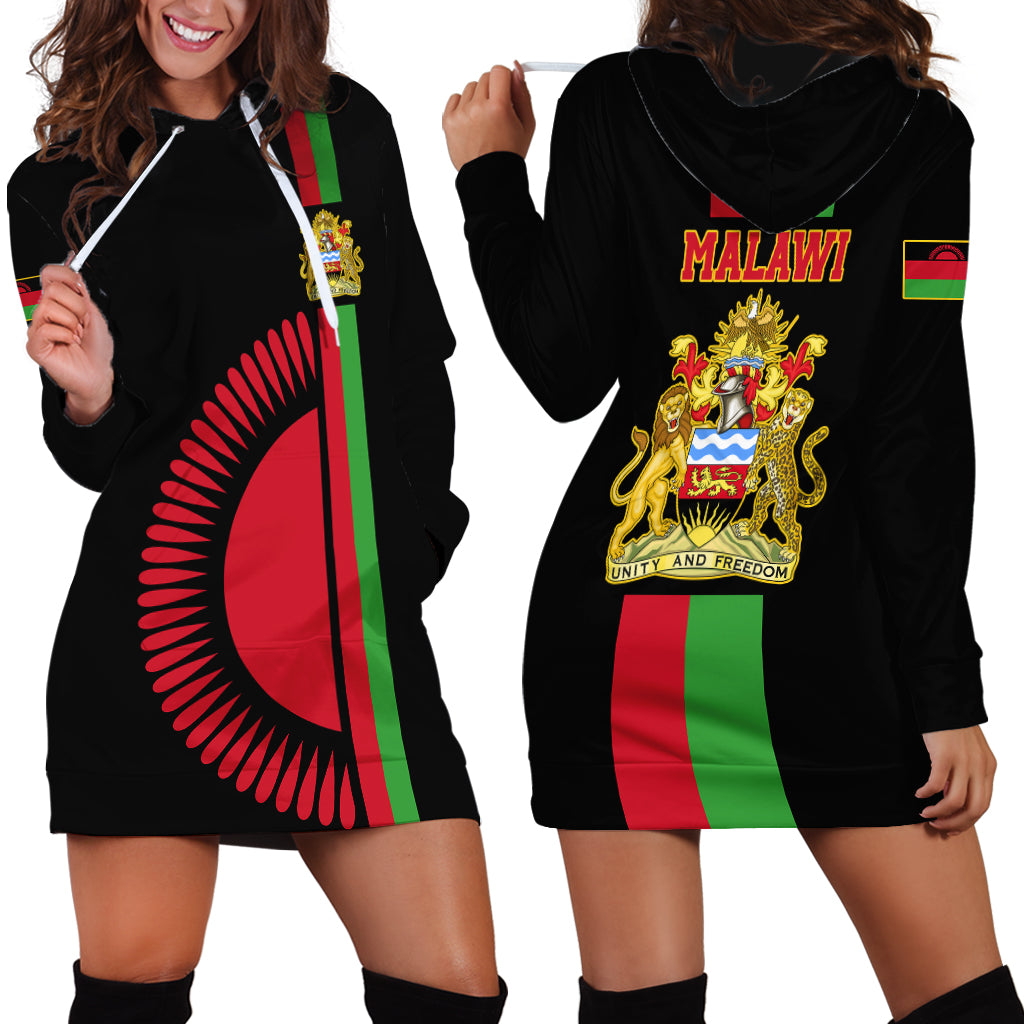 Malawi Hoodie Dress With Coat Of Arms Flag Style - Wonder Print Shop