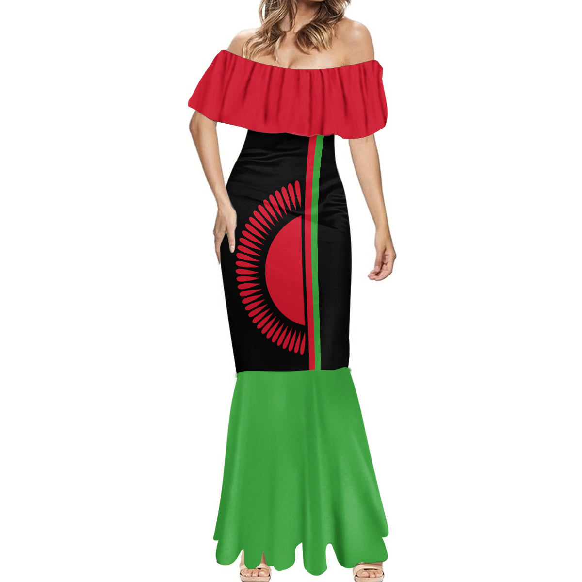 Malawi Mermaid Dress With Coat Of Arms Flag Style - Wonder Print Shop