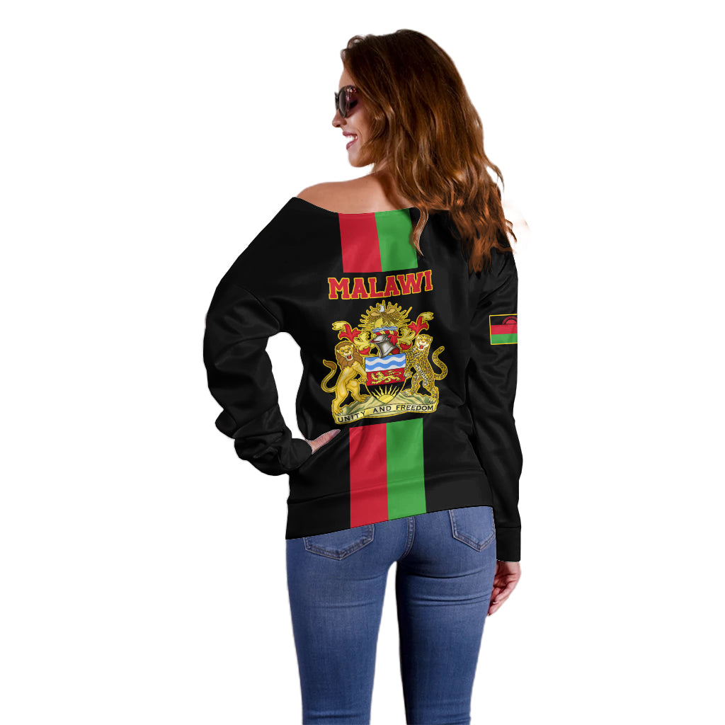 Malawi Off Shoulder Sweater With Coat Of Arms Flag Style - Wonder Print Shop