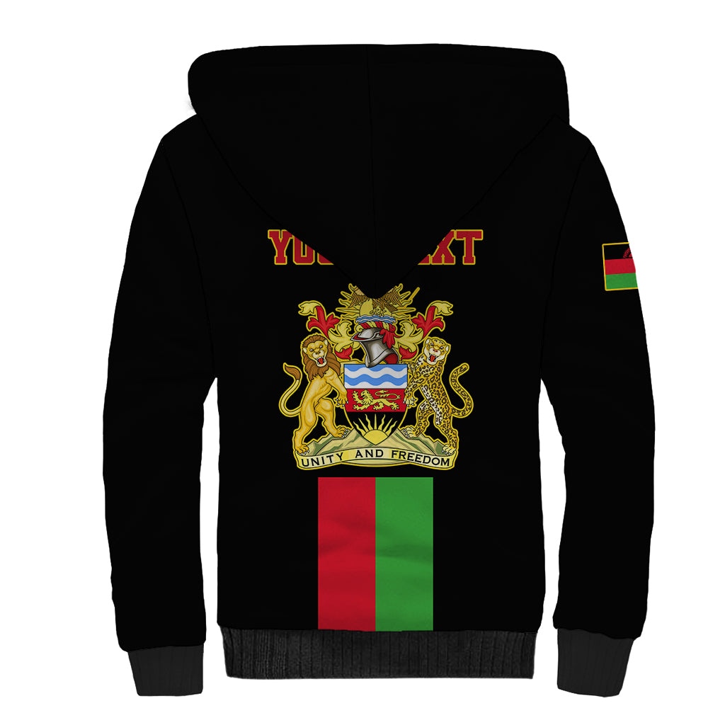 Personalised Malawi Sherpa Hoodie With Coat Of Arms Flag Style - Wonder Print Shop