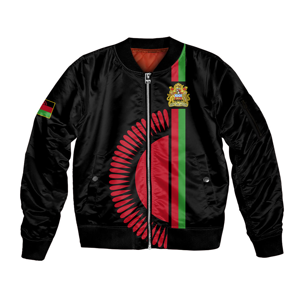 Personalised Malawi Sleeve Zip Bomber Jacket With Coat Of Arms Flag Style - Wonder Print Shop