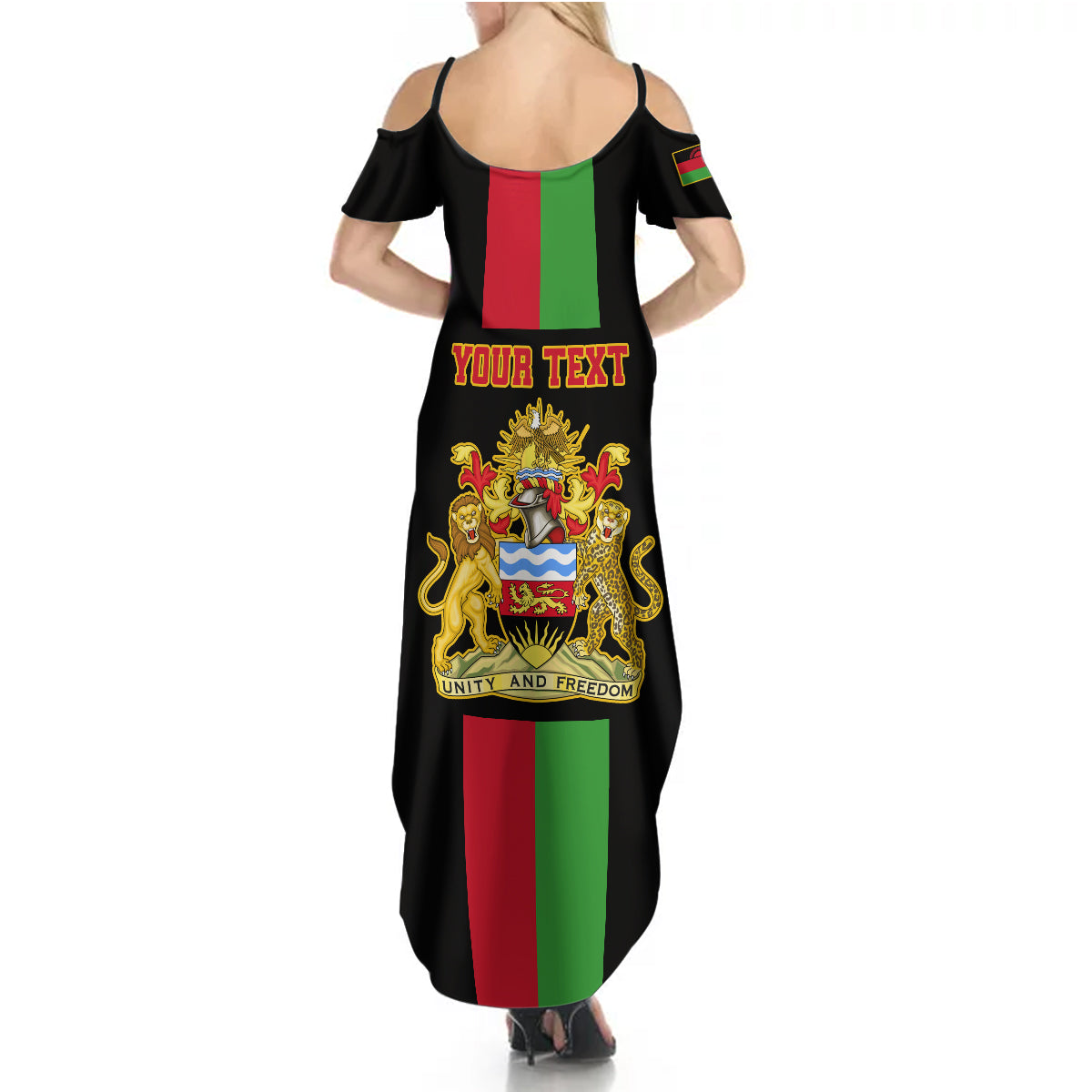 Personalised Malawi Summer Maxi Dress With Coat Of Arms Flag Style - Wonder Print Shop