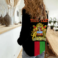 Personalised Malawi Women Casual Shirt With Coat Of Arms Flag Style - Wonder Print Shop
