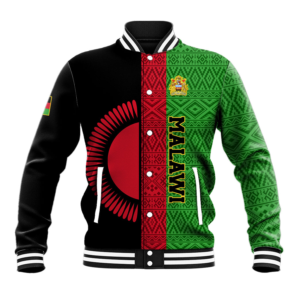 Malawi Baseball Jacket With Coat Of Arms Mix African Pattern - Wonder Print Shop