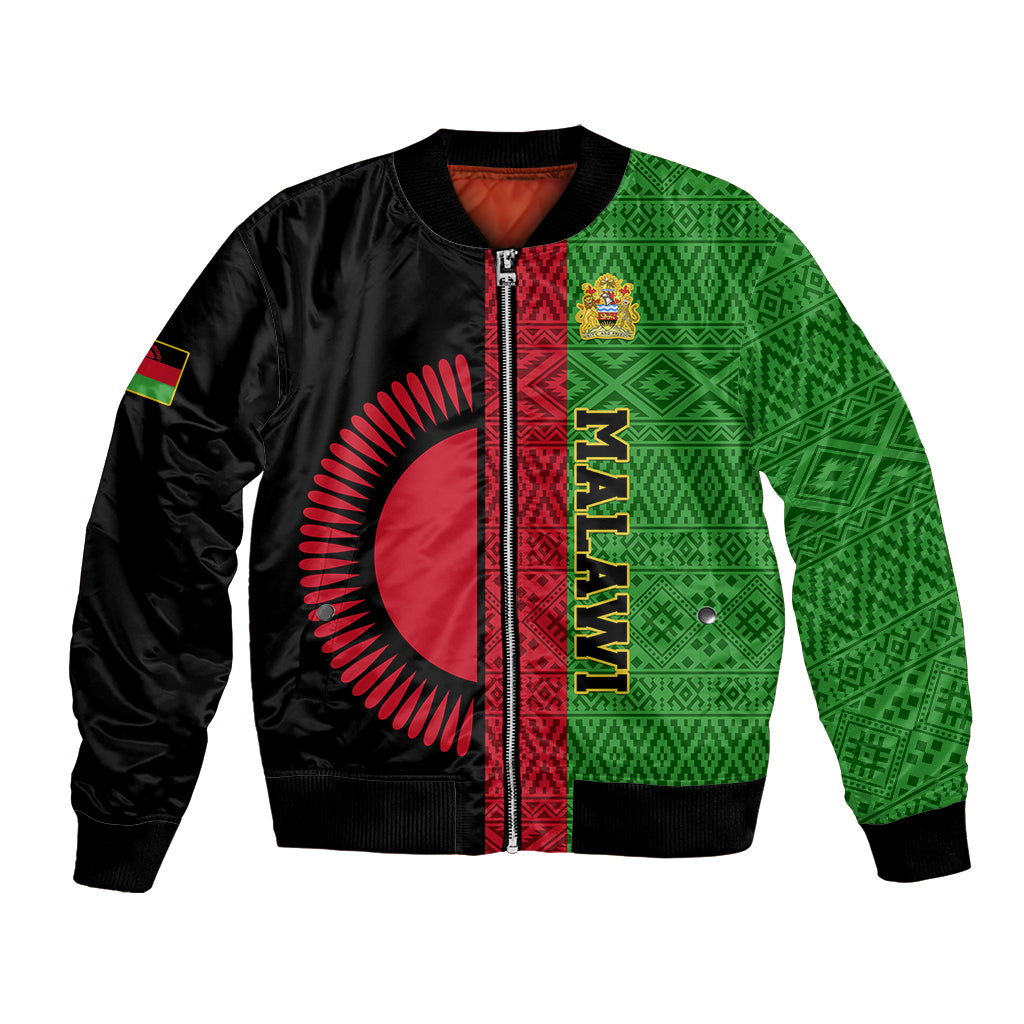 Malawi Bomber Jacket With Coat Of Arms Mix African Pattern - Wonder Print Shop
