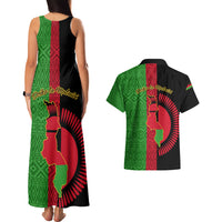 Malawi Couples Matching Tank Maxi Dress and Hawaiian Shirt With Coat Of Arms Mix African Pattern - Wonder Print Shop